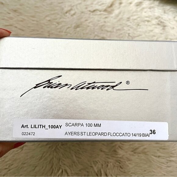 Brian Atwood White Lilith Snakeskin Leather Leopard Print Slingback Pumps - 5US - Picture 13 of 16